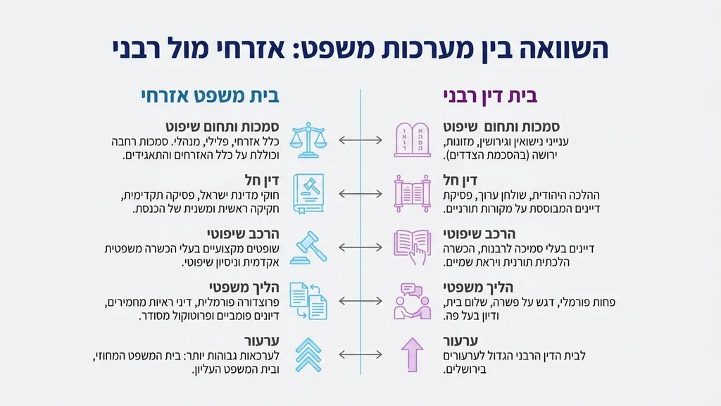 נוצר על ידי מודל בינה מלאכותית Gemini Pro שני פטישי שופט מעץ מונחים על שולחן דיונים