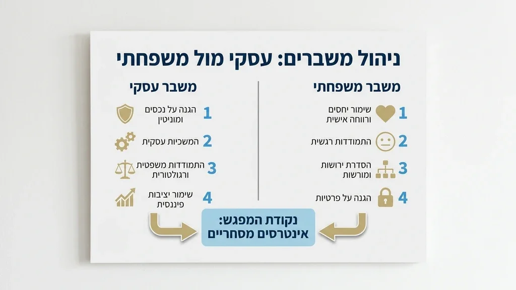 נוצר על ידי מודל בינה מלאכותית Gemini Pro בניין משרדים מודרני המייצג אינטרסים עסקיים